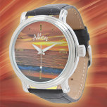 Sunset 1577 Leder Horloge<br><div class="desc">Schilderij "Sunset 1577" Collectie De Mannen Vintage Leather Watch is een horloge met een groot gezicht dat nooit uit de mode raakt. Met een kwartsbeweging met drie handen en een echte lederen band, is de klassieke look van dit horloge geweldig voor zowel formele als leuke gelegenheden. Pas het gezicht aan...</div>