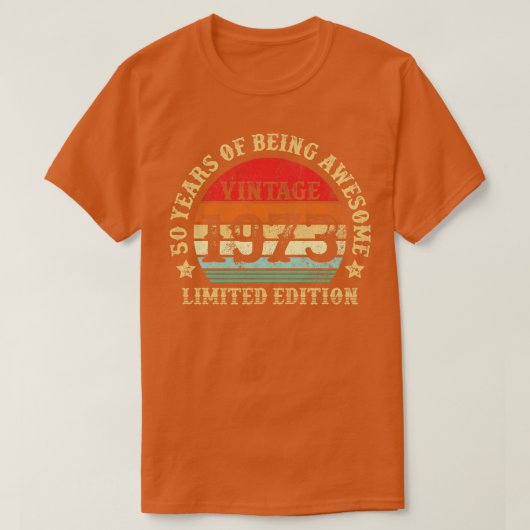  Sunset 1973 Limited Edition 50th Birthday T-shirt (Design voorkant)