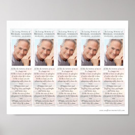 Sunset | 2x7 DIY Funeral Bladwijzer Sjabloon Poster (Voorkant)