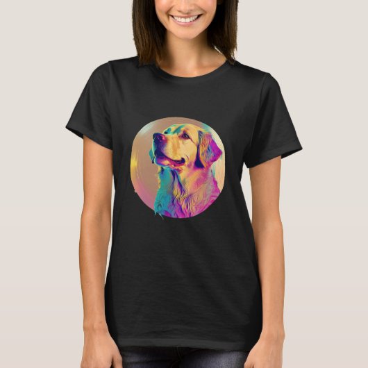 Sunset 80s Retrowave Golden Retriever with Aesthet T-shirt (Voorkant)
