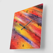 Sunset Abstracte, kleuren 2 Vierkante Klok (Hoek)