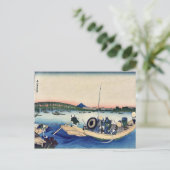 Sunset across the bridge by Katsushika, Hokusai Briefkaart (Staand voorkant)