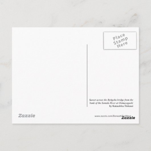 Sunset across the Ryōgoku Bridge (door Hokusai) Briefkaart (Achterkant)