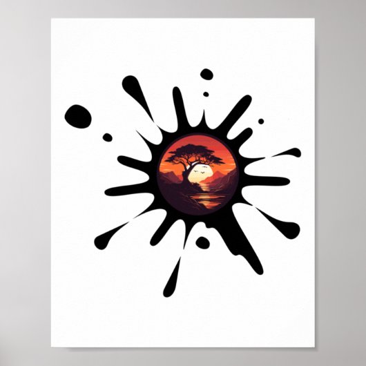 Sunset African Tree Sticker Poster (Voorkant)