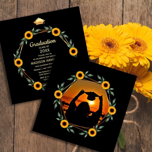 Sunset Afstuderen met Zonnebloem Lijst Kaart