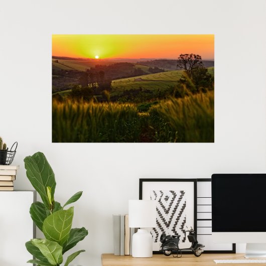 Sunset Agriculture Wheat Poster (Thuiskantoor)