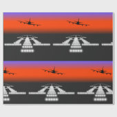 Sunset Airplane Approach Runway Lights Aviation Cadeaupapier (Vlak)