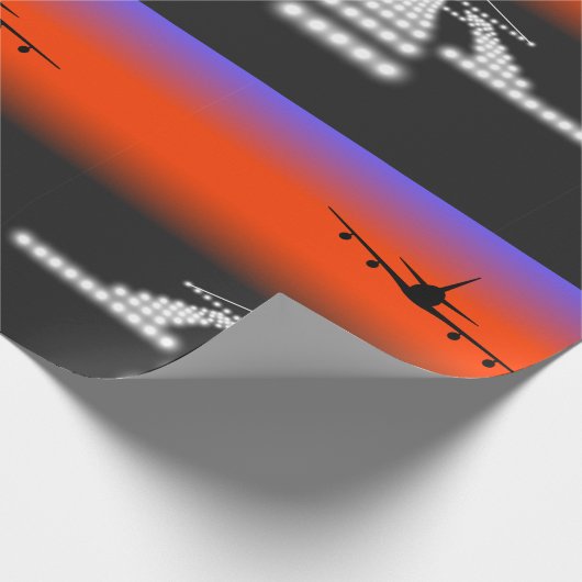 Sunset Airplane Approach Runway Lights Aviation Cadeaupapier (Hoek)