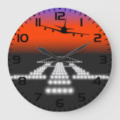 Sunset Airplane Approach Runway Lights Aviation Grote Klok (Voorkant)