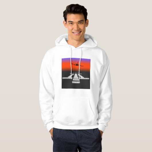 Sunset Airplane Approach Runway Lights Aviation Hoodie (Voorkant volledig)