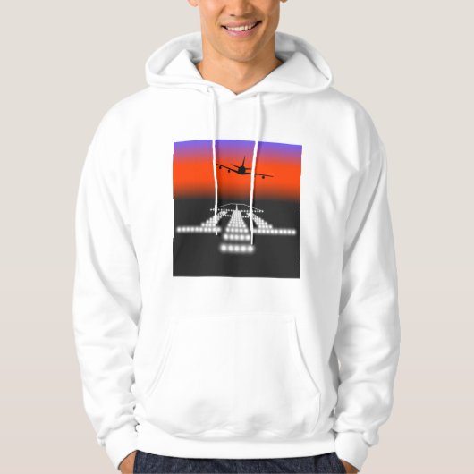 Sunset Airplane Approach Runway Lights Aviation Hoodie (Voorkant)