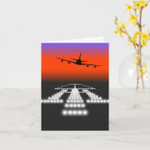 Sunset Airplane Approach Runway Lights Aviation Kaart (Gele Bloem)