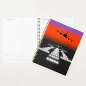 Sunset Airplane Approach Runway Lights Aviation Planner (Display)