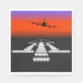 Sunset Airplane Approach Runway Lights Aviation Servet (Voorkant)