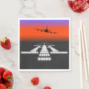 Sunset Airplane Approach Runway Lights Aviation Servet
