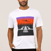 Sunset Airplane Approach Runway Lights Aviation T-shirt (Voorkant)
