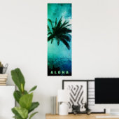 Sunset Aloha Hawaii Palm Trees Tropics Travel Poster (Thuiskantoor)