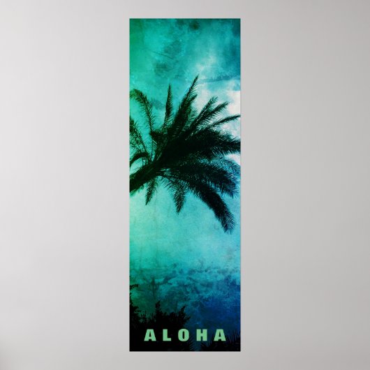 Sunset Aloha Hawaii Palm Trees Tropics Travel Poster (Voorkant)