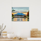 Sunset and Clouds at Mount Edgecumbe bij Sitka AK Poster (Keuken)