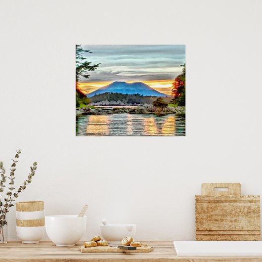 Sunset and Clouds at Mount Edgecumbe bij Sitka AK Poster (Keuken)