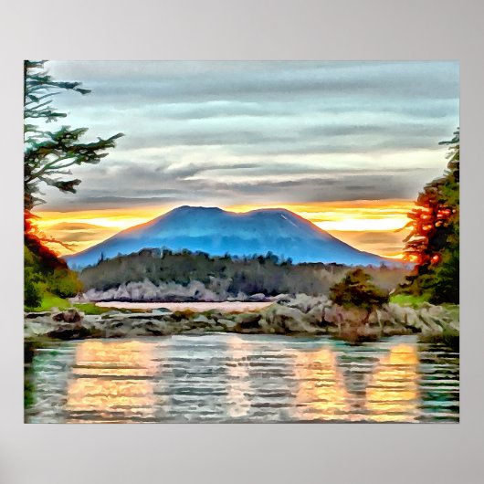 Sunset and Clouds at Mount Edgecumbe bij Sitka AK Poster (Voorkant)