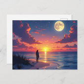 Sunset and moon rising briefkaart (Voorkant / Achterkant)