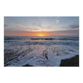Sunset and soft waves perfect poster