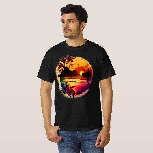 Sunset and Surfing T-shirt (Voorkant volledig)