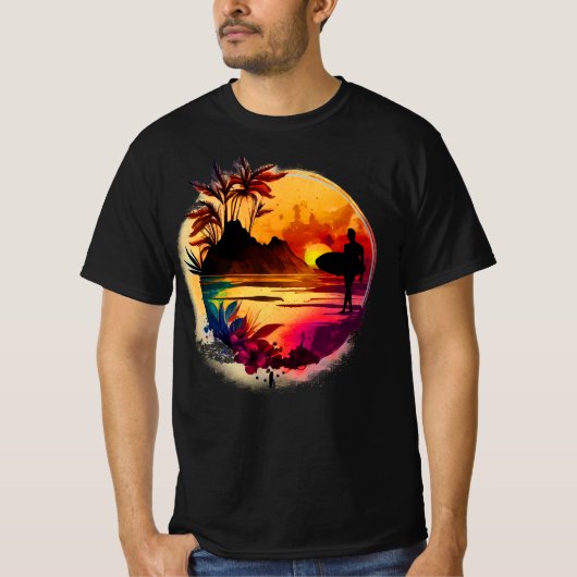Sunset and Surfing T-shirt (Voorkant)