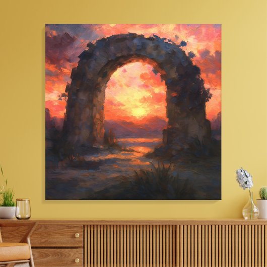 Sunset Arch - Painterly Style Landscape Art Canvas Afdruk (Insitu (Woonkamer))