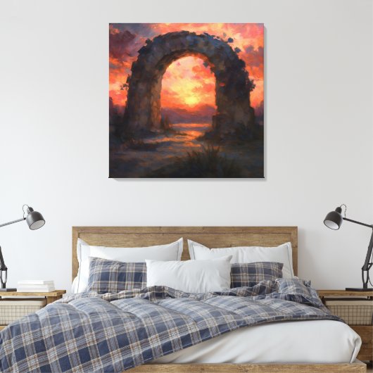 Sunset Arch - Painterly Style Landscape Art Canvas Afdruk (Insitu (Slaapkamer))