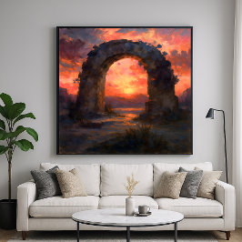 Sunset Arch - schilderachtige stijl landschapskuns Poster