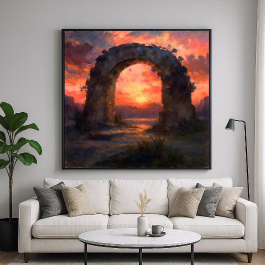 Sunset Arch - schilderachtige stijl landschapskuns Poster