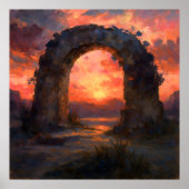 Sunset Arch - schilderachtige stijl landschapskuns Poster (Voorkant)