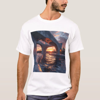 Sunset Arches – Modern Architecture Over Reflectiv T-shirt