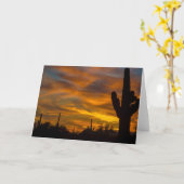 Sunset Arizona Wenskaart Saguaros in de Sky Kaart (Gele Bloem)