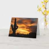 Sunset Arizona Wenskaart Saguaros in de Sky Kaart (Gele Bloem)