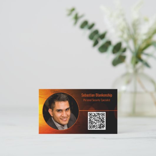 Sunset Art Security Pro Custom Photo QR Code Visitekaartje (Staand voorkant)