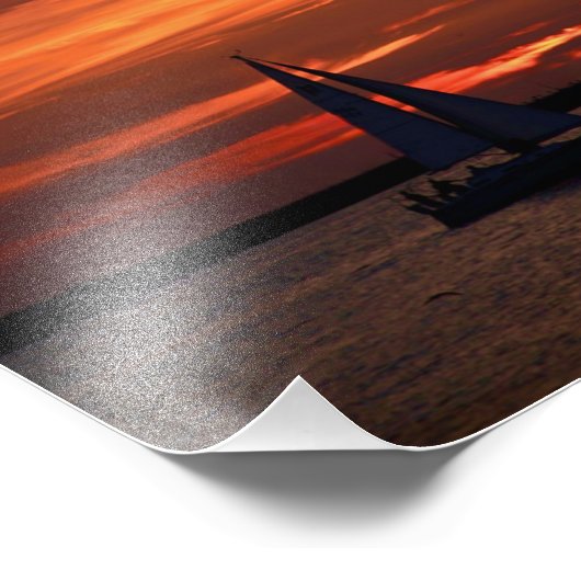 Sunset Artwork over Sailboat Foto Afdruk (Hoek)