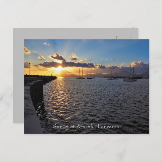 Sunset at Arrecife, Lanzarote, Briefkaart (Voorkant / Achterkant)