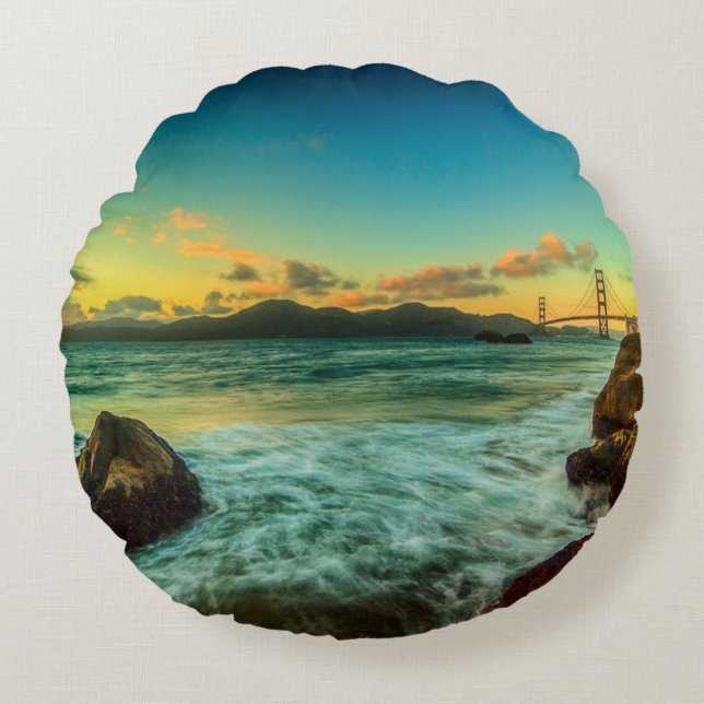 Sunset at Baker Beach Rond Kussen (Voorkant)