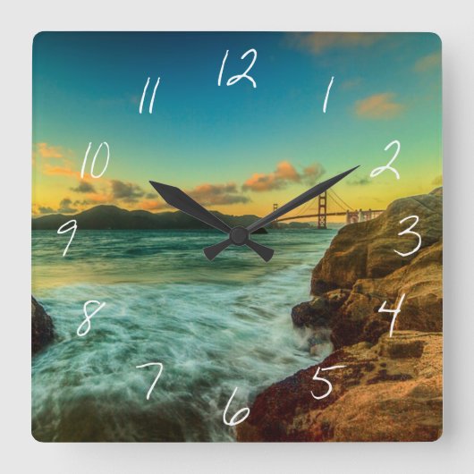 Sunset at Baker Beach Vierkante Klok (Voorkant)