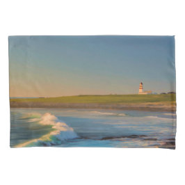 Sunset at Bay vuurtoren met oceaangolven 's avonds Kussensloop