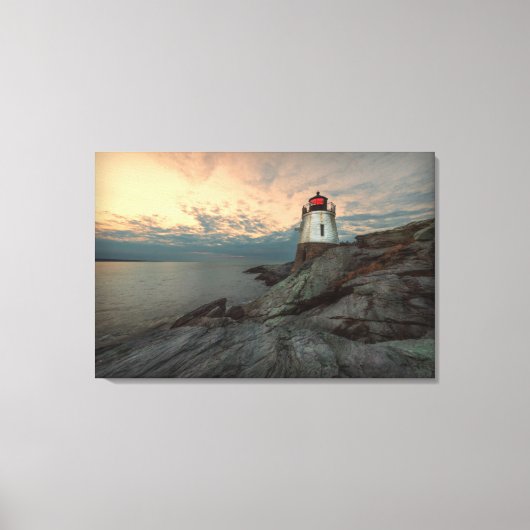 Sunset at Castle Hill Lighthouse Canvas Afdruk (Voorkant)