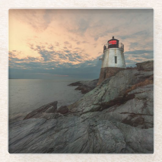 Sunset at Castle Hill Lighthouse Glazen Onderzetter (Voorkant)