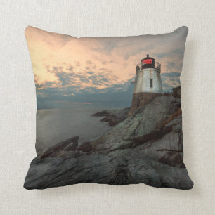 Sunset at Castle Hill Lighthouse Kussen