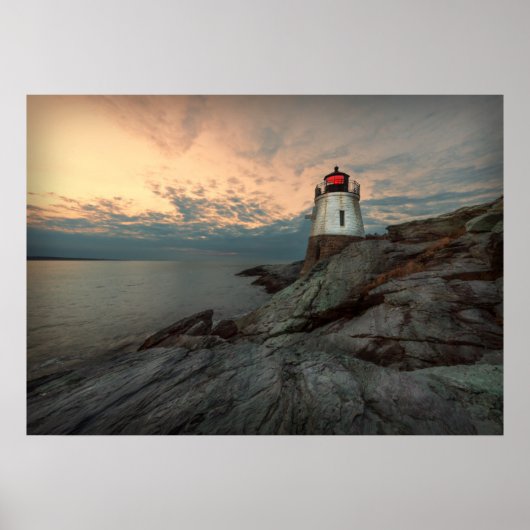 Sunset at Castle Hill Lighthouse Poster (Voorkant)