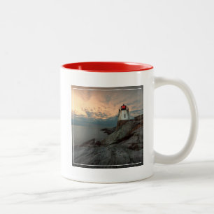 Sunset at Castle Hill Lighthouse Tweekleurige Koffiemok