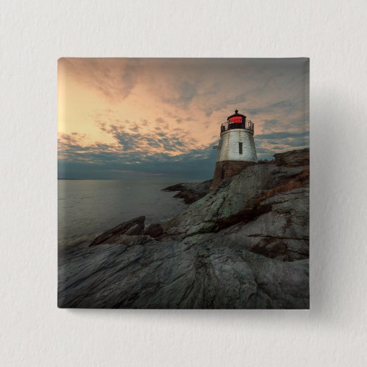 Sunset at Castle Hill Lighthouse Vierkante Button 5,1 Cm (Voorkant)