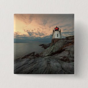 Sunset at Castle Hill Lighthouse Vierkante Button 5,1 Cm